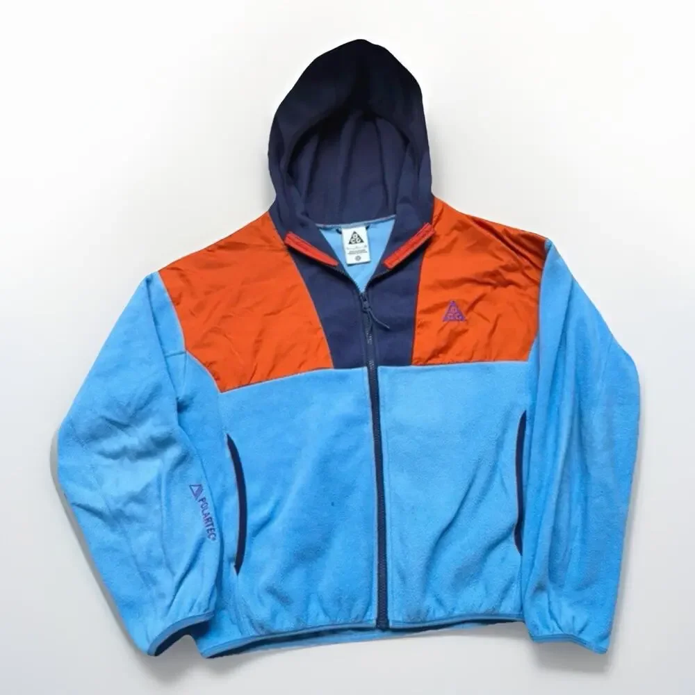 Nike ACG Wolf Tree Fleece Hoodie Youth XL Blue Orange Gorpcore Full Zip